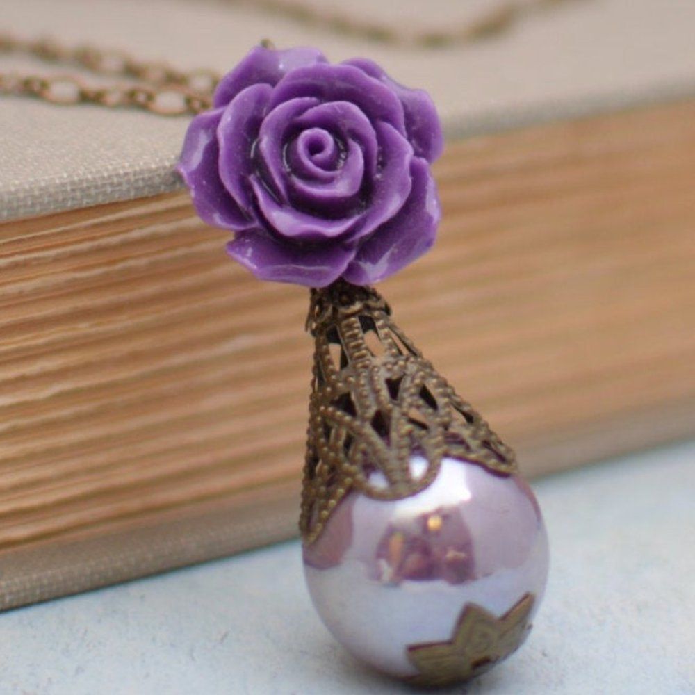 Purple Rose Necklace 